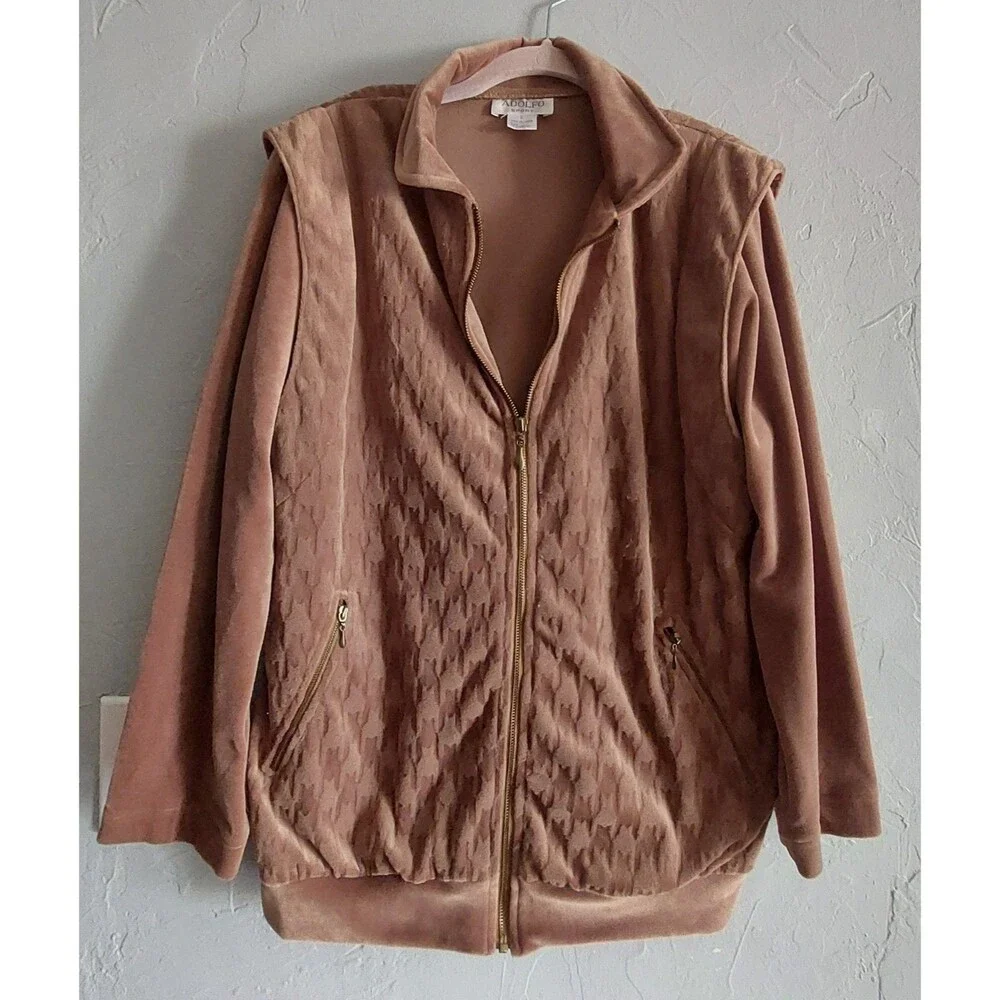 Vintage Sweater Jacket Women Size S, ADILFO SPORT ,velvet, 19 Inch Of Armp To...